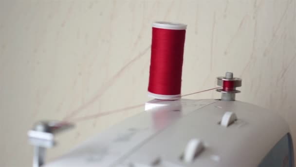 Bobbin Winding on a Sewing Machine — Stock Video