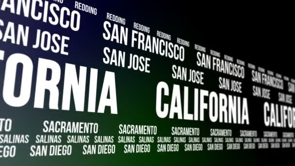 California State and Major Cities Scrolling Banner — Stock Video