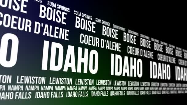 Idaho State and Major Cities Scrolling Banner — Stock Video