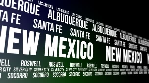 New Mexico State and Major Cities Scrolling Banner — Stock Video