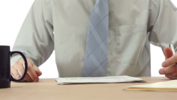 Male Office Worker Spills Coffee — Stock Video