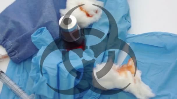 Tıbbi atık Biohazard sembolü Dolly — Stok video