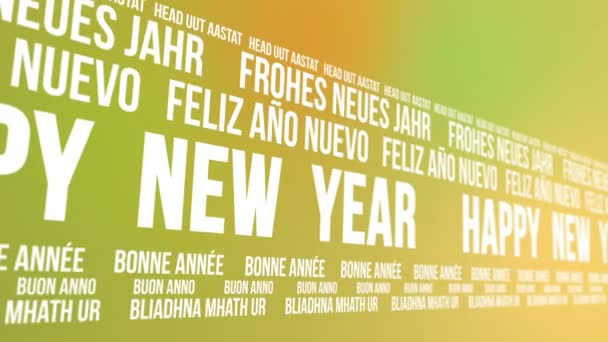 Feliz Ano Novo rolando diferentes idiomas — Vídeo de Stock