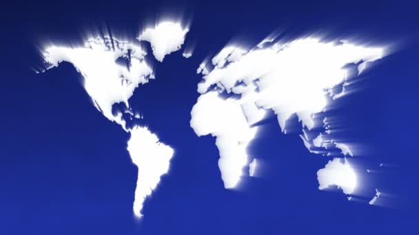 Mapa świata w pętli promienie świetlne — Wideo stockowe
