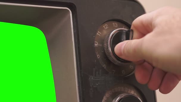 Retrô Tv sintonia Dial transformando Greenscreen — Vídeo de Stock