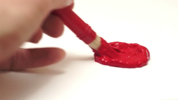 Pittura Red Art Brush Miscelazione — Video Stock