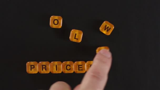 Letter Blocks Spell Lower Prices — Stock Video