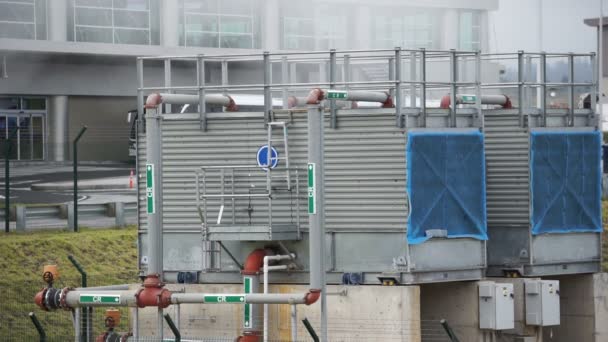 Industrial or Commercial HVAC Unit Steaming — Stock Footage Industrial or Commercial HVAC Unit Steaming Video Clip