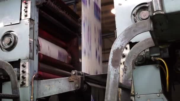 Industrial Offset Press Cyan Drum Handheld — Stock Video