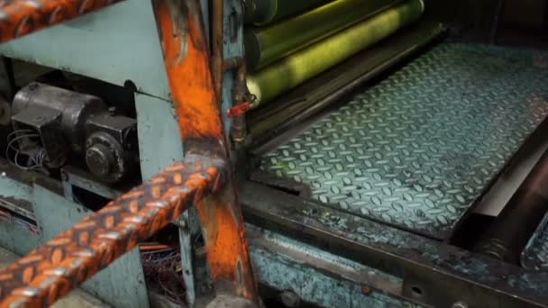Industrial Offset Press Stationary Rollers Tilt Up — Stock Video