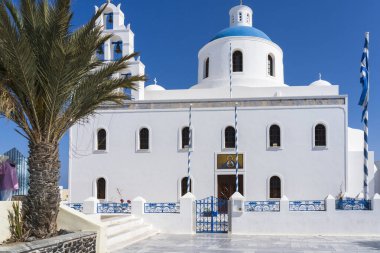 Oia 'daki ana kilise, Santorini, Yunanistan, Avrupa