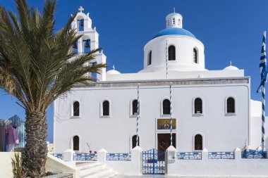 Oia 'daki ana kilise, Santorini, Yunanistan, Avrupa