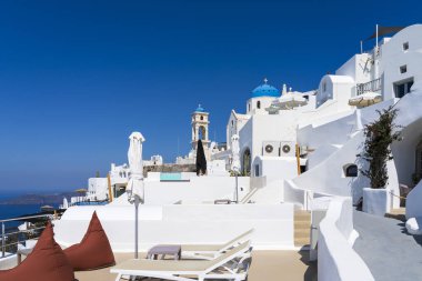 Santorini, Yunanistan ve Avrupa 'daki Imerovigli köyü.