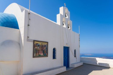 Imerovigli, Santorini 'de üç çanı olan kilise - Yunanistan, Avrupa