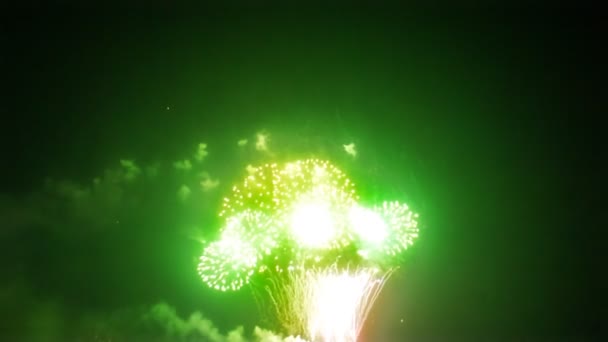 Explosión múltiple de fuegos artificiales — Vídeos de Stock