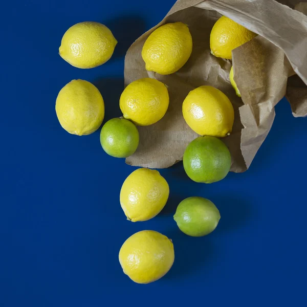 Mucchio di limoni nel sacchetto della spesa di carta — Foto Stock