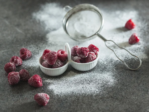 사 우 어 크림 냉동된 딸기 — 스톡 사진