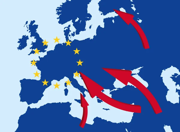 Crisi dei rifugiati in Europa — Vettoriale Stock