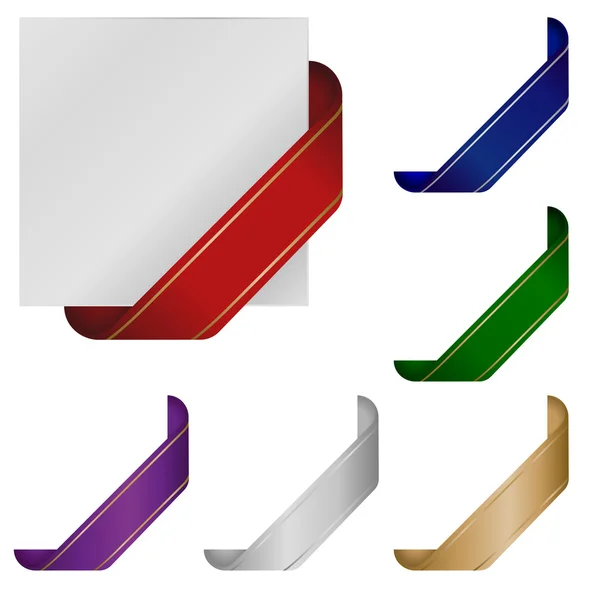 Blank corner ribbons in various colors — Stock Vector