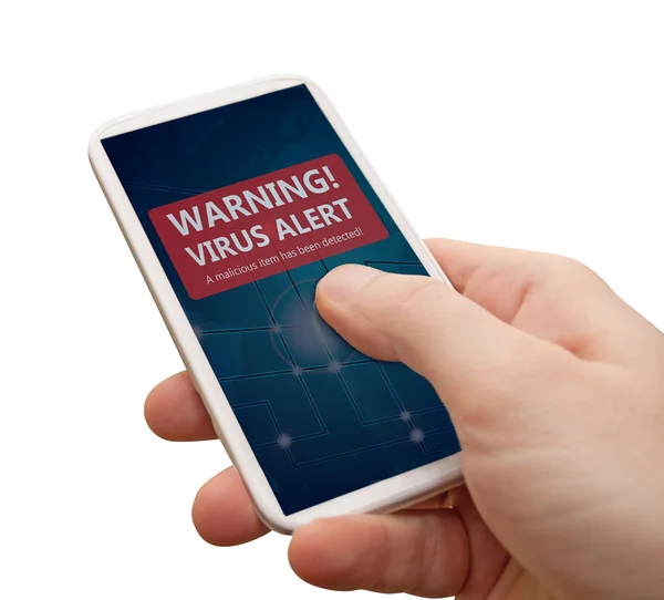 Viruswaarschuwing in Smartphone — Stockfoto