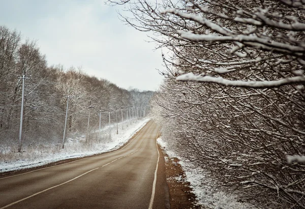 Snowy winter road — Stock Photo, Image