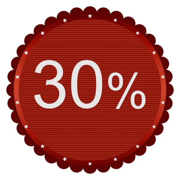 30% sconto Pulsante rosso — Vettoriale Stock