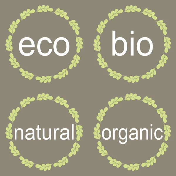 Collection of bio and eco organic natural labels and frames — Stock Vector