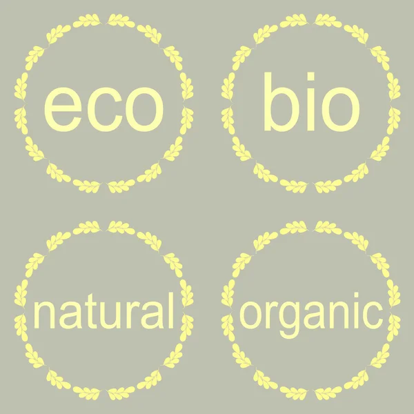 Biologische natuurlijke bio en eco pictogrammen instellen — Stockvector