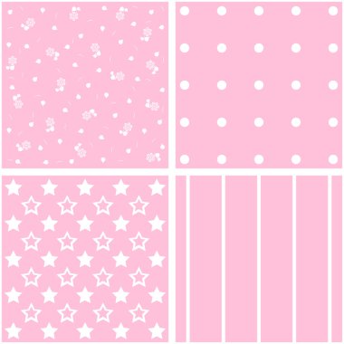 4 pembe arka plan desen vektör ayarla.