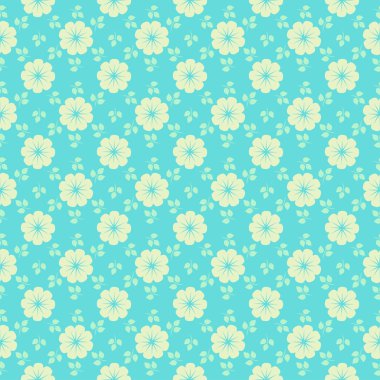 Mavi çiçekli, pürüzsüz desen