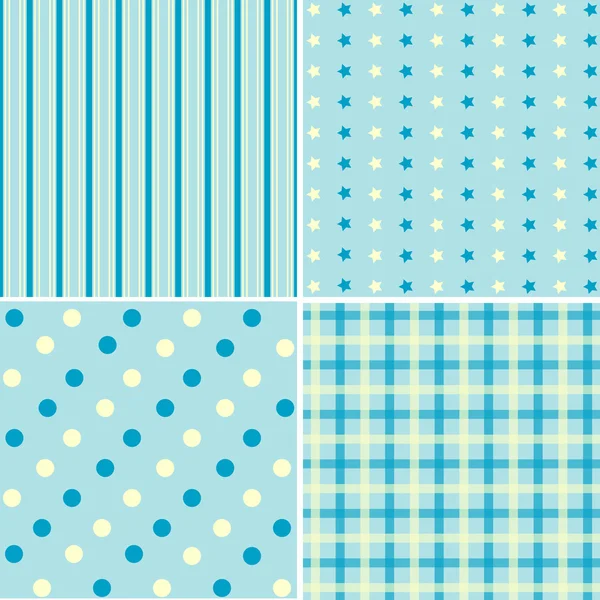 Conjunto de 4 patrones de fondo tonos azules . — Archivo Imágenes Vectoriales