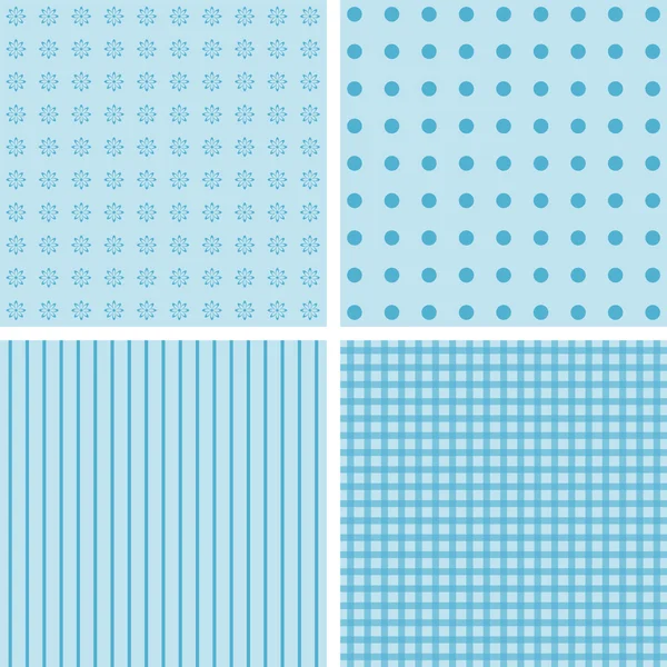 Conjunto de 4 patrones de fondo en azul pálido . —  Fotos de Stock