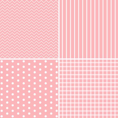 4 arka plan desen soluk pembe vektör ayarla. 