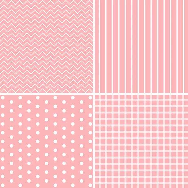 淡いピンク色で 4 パターンのベクトルを設定. — ストックベクタ