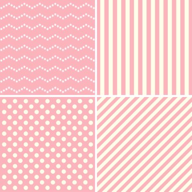 Beyaz ve pembe renklerde şirin desenleri.