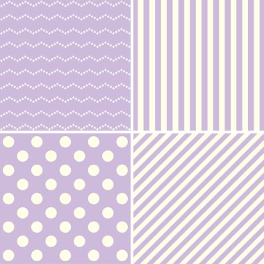 Pastel renklerde 4 sevimli retro arka planlar kümesi