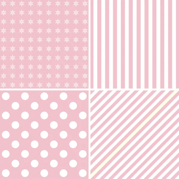 Uppsättning av fyra söta bakgrunder i rosa färger — Stock vektor