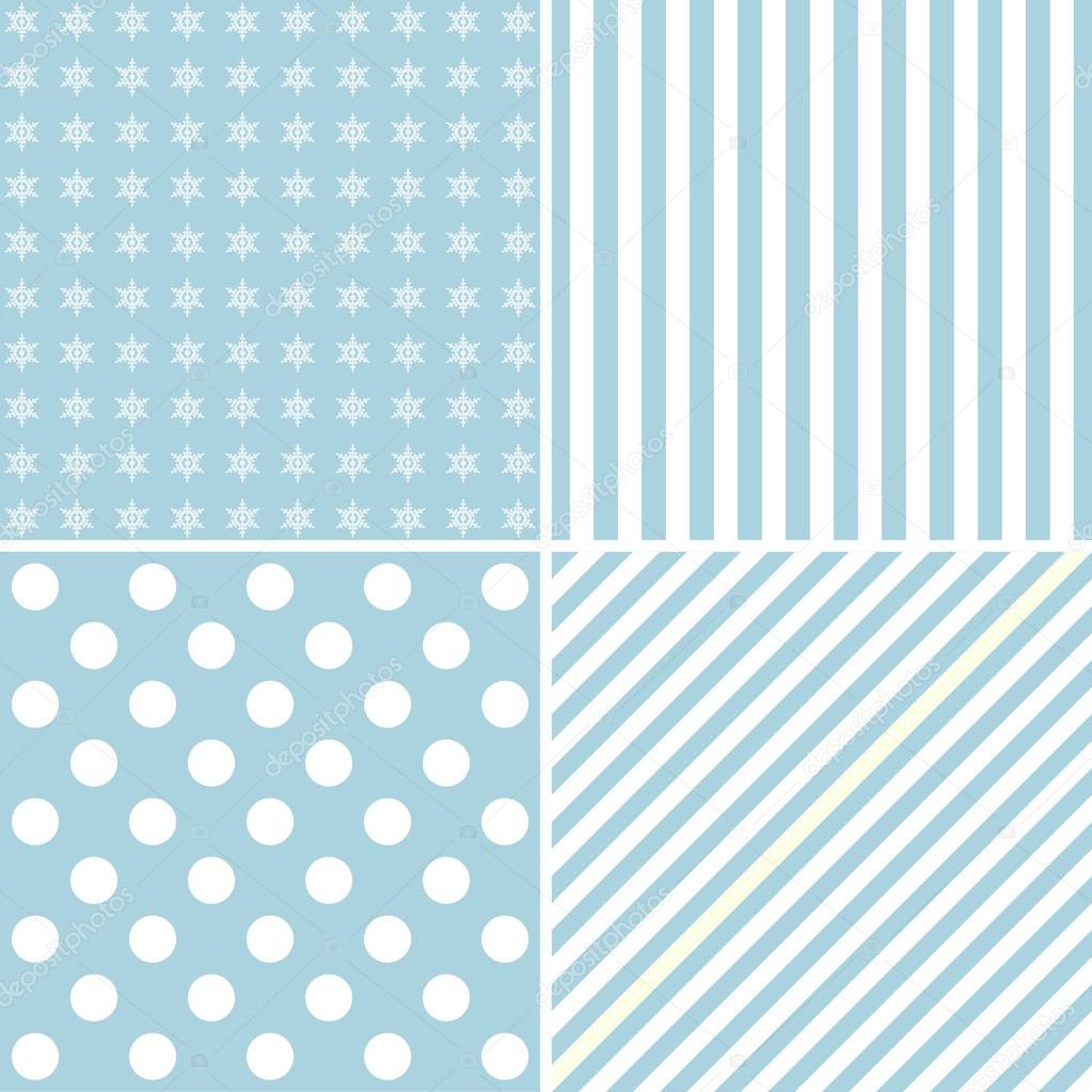 Set of four cute backgrounds in blue colors