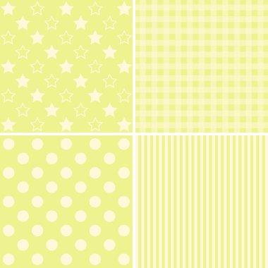 Dört şirin retro arka planlar kümesi 