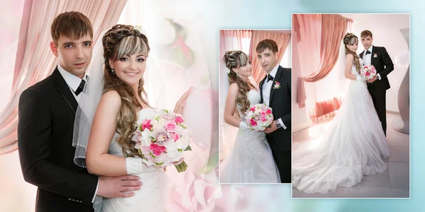 Porträt des Bräutigams und der Braut am Fenster — Stockfoto