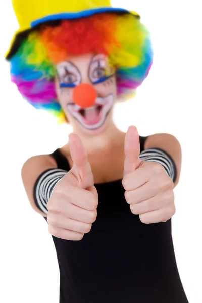 Клоун показує знак ОК з її пальцями — стокове фото