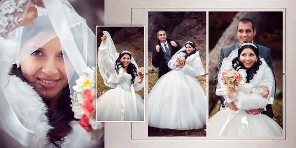 The groom and the bride in autumn park — Stock Photo, Image