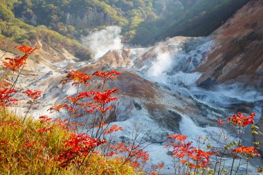 jigokudani, noboribetsu, hokkaido, Japonya cehennem Vadisi