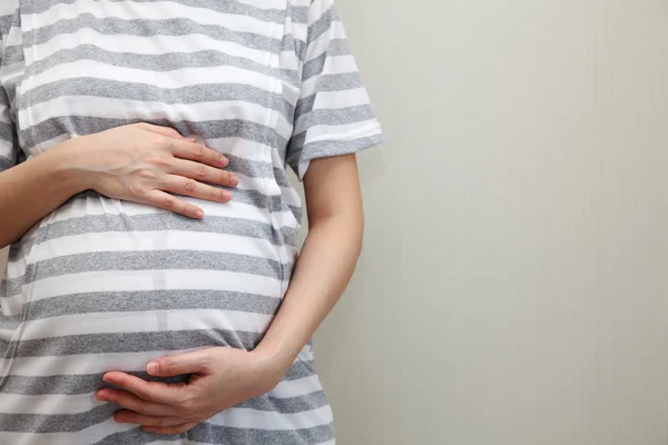 Pregnant Woman Touching Her Belly — Stock Photo, Image
