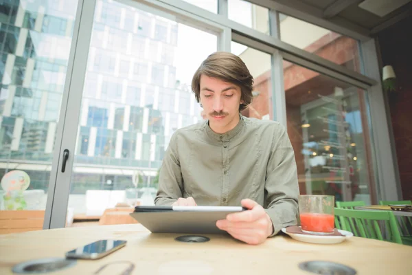 Handsome caucasian man with moustache — Stock Photo, Image