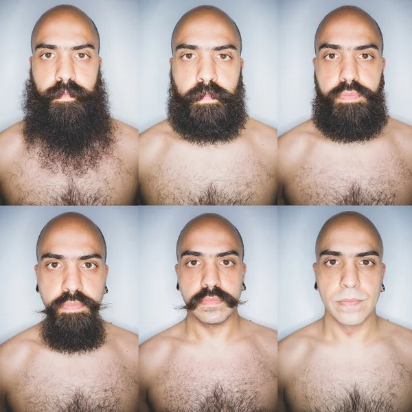 Collage de un barbudo afeitándose — Foto de Stock