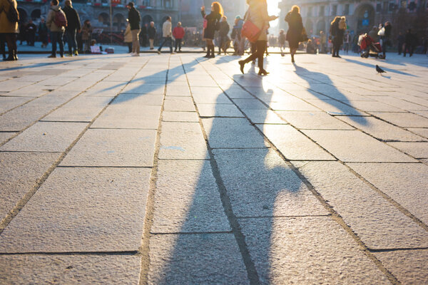 metropolis - rush hour, commuters, walking concept