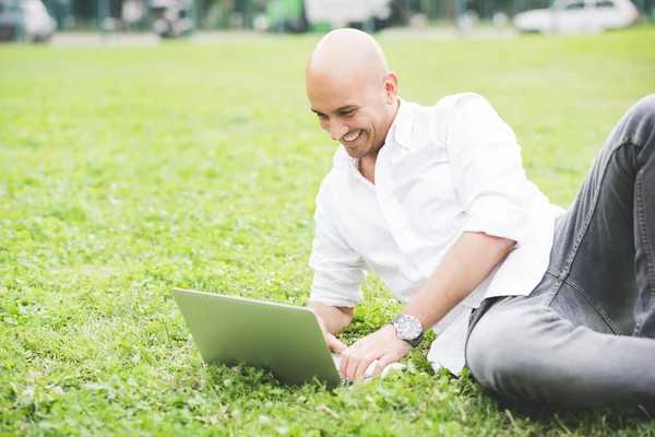 Young handsome bald businessman — Stock Photo, Image