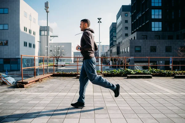 Sportive Young Man Training Outdoor Running — Stock Photo, Image