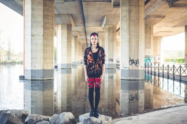 Young beautiful punk dark girl — Stock Photo, Image